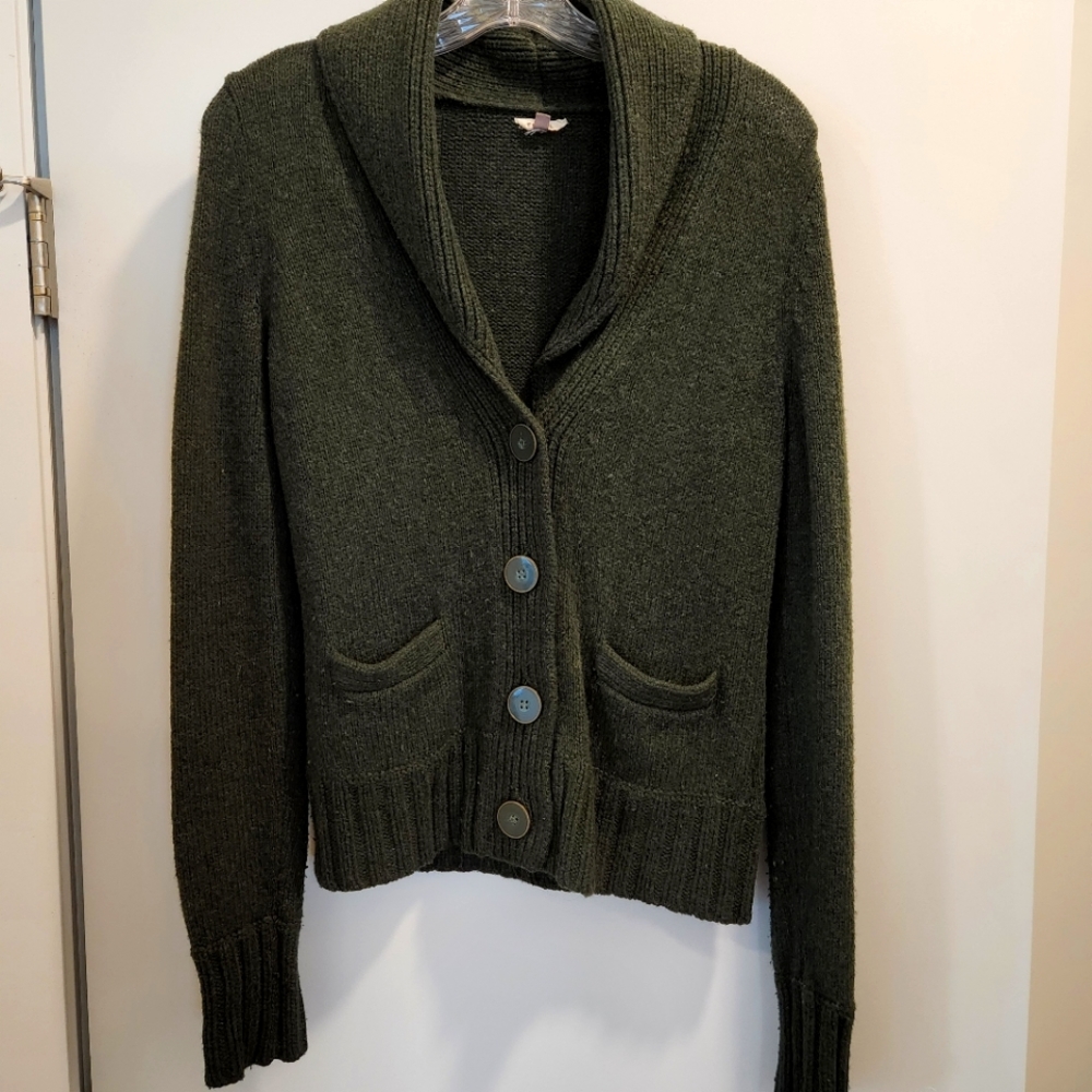 Fossil Button- Up Sweater - Dark Green